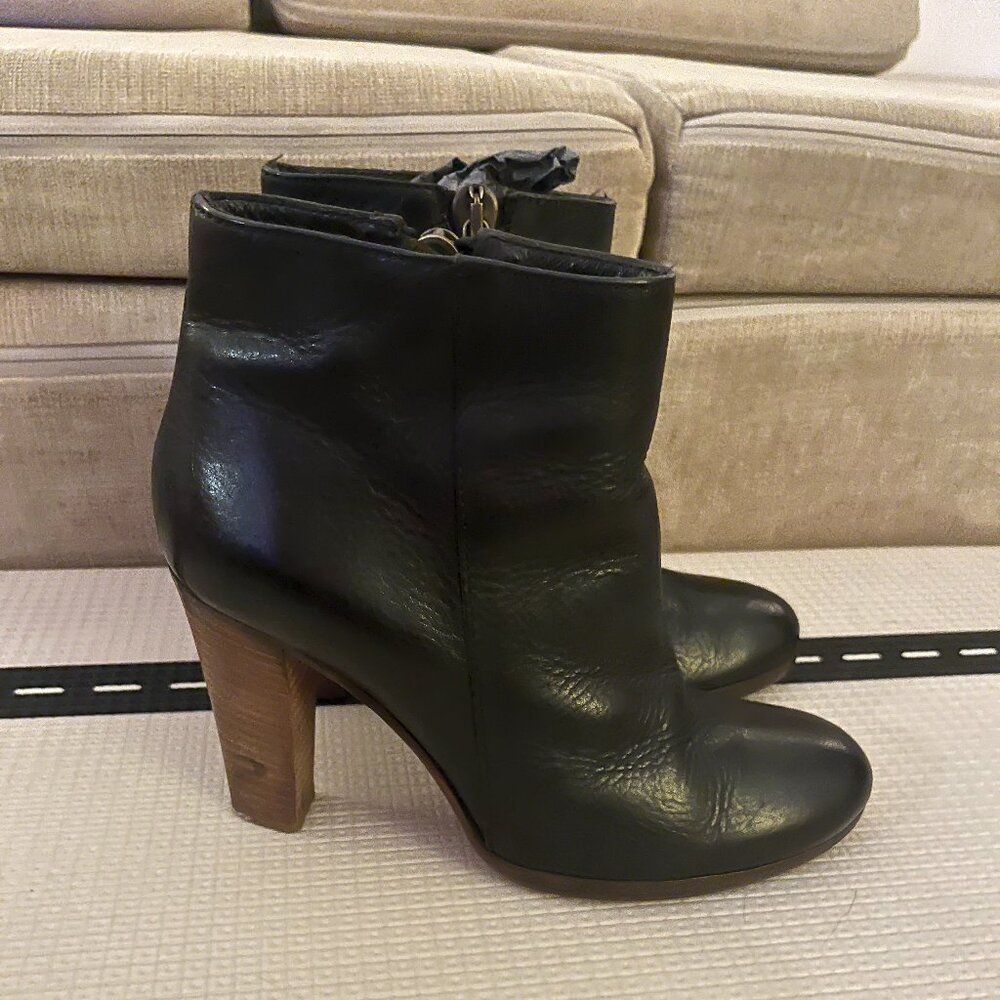 Madewell Leather Ankle Boots Heel Black - Size 7 Women